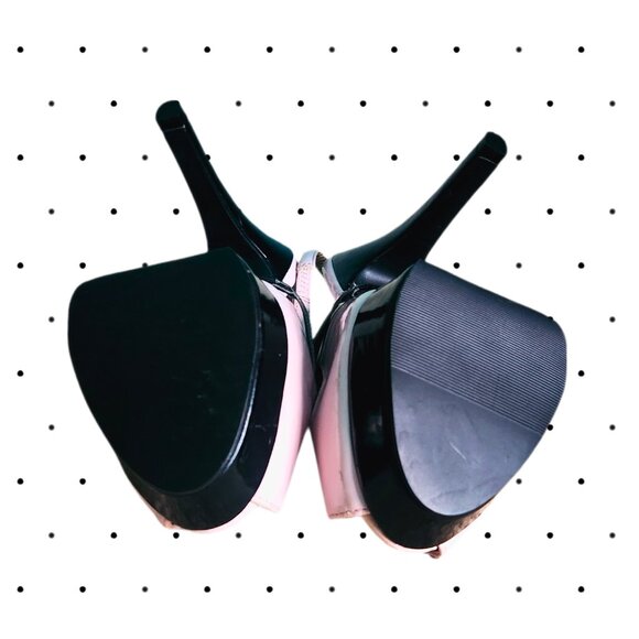 SHOE DAZZLE light pink and black peep toe slingback heels - Picture 2 of 6